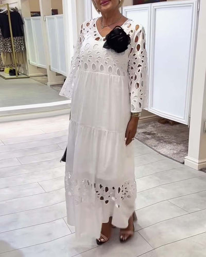 Myla | Dress Elegant Single-Color Lace Hole