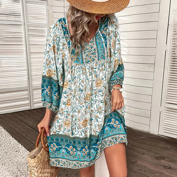Myla | Theres Short Dress Boho Unique Print Ideal for Spring / Summer