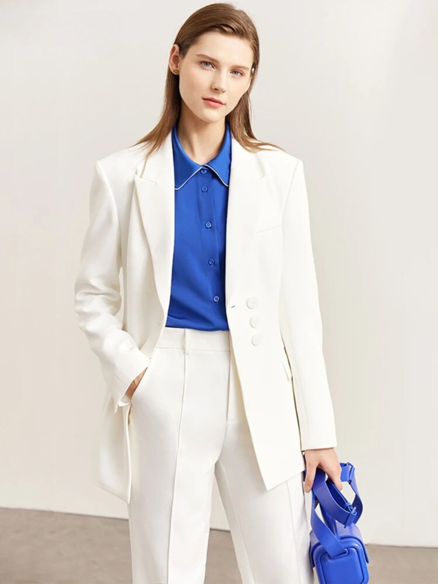 Minimalist Blazer and High-Waist Tapered Trousers Set