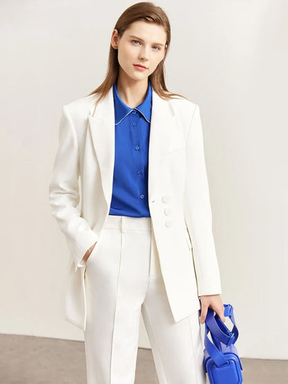 Minimalist Blazer and High-Waist Tapered Pants Set