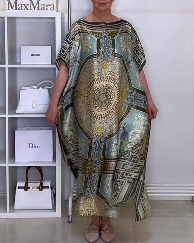 Myla | Loose Boho Dress with Slit and Print