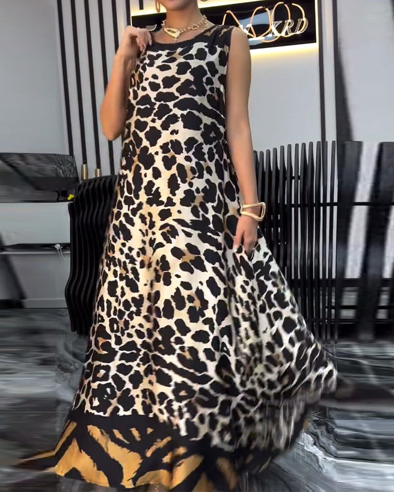 Myla | Dress Elegant Sleeveless Leopard Print