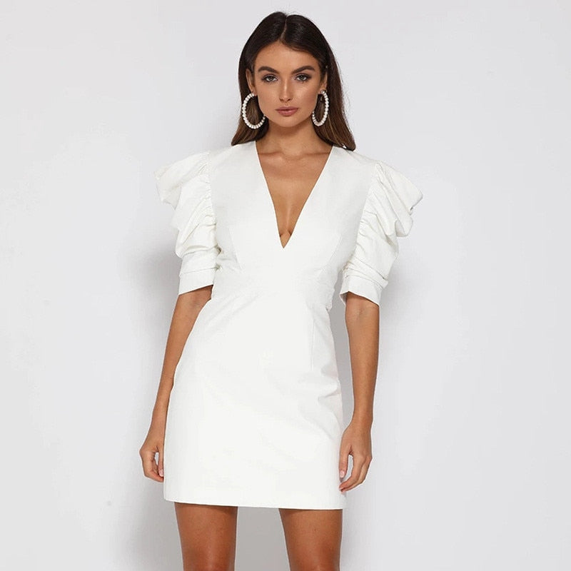 Myla | White Dress with Puff Sleeves