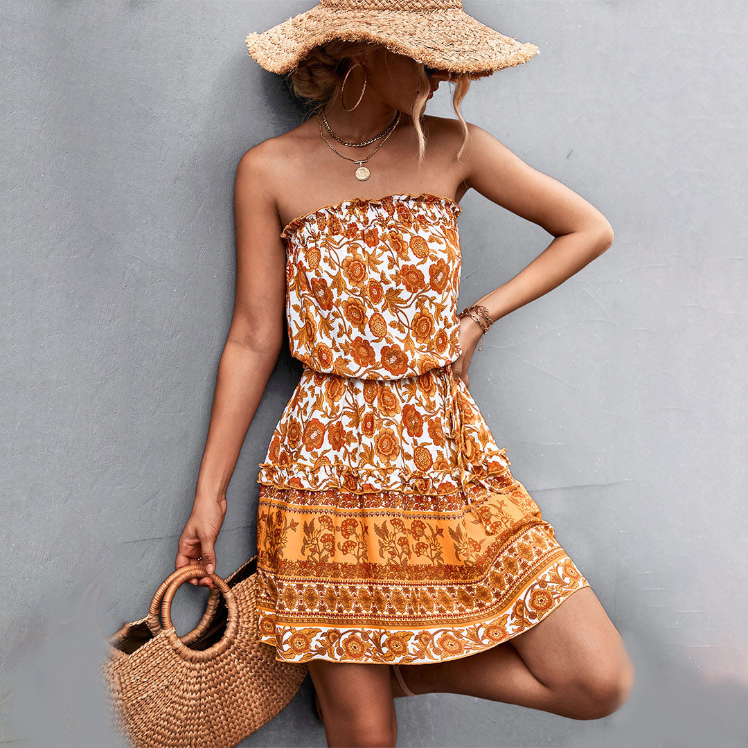 Myla | Floral Tube Top Mini Dress for Summer