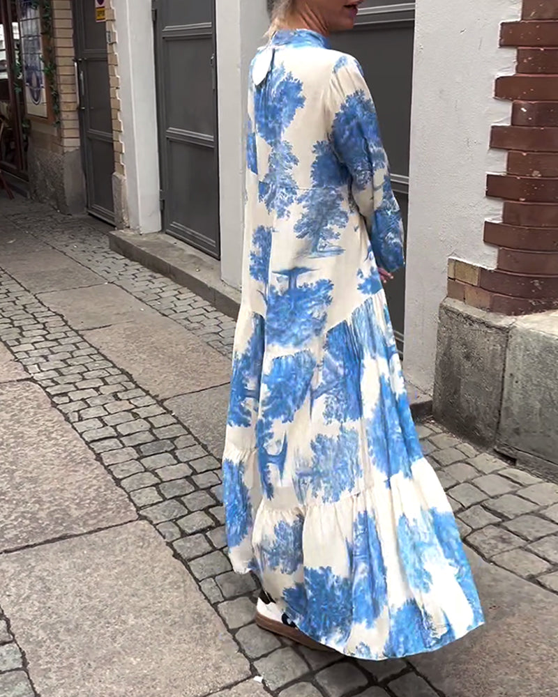 Myla | Loose Printed Patchwork Dress with V-Neck and Bell Sleeves