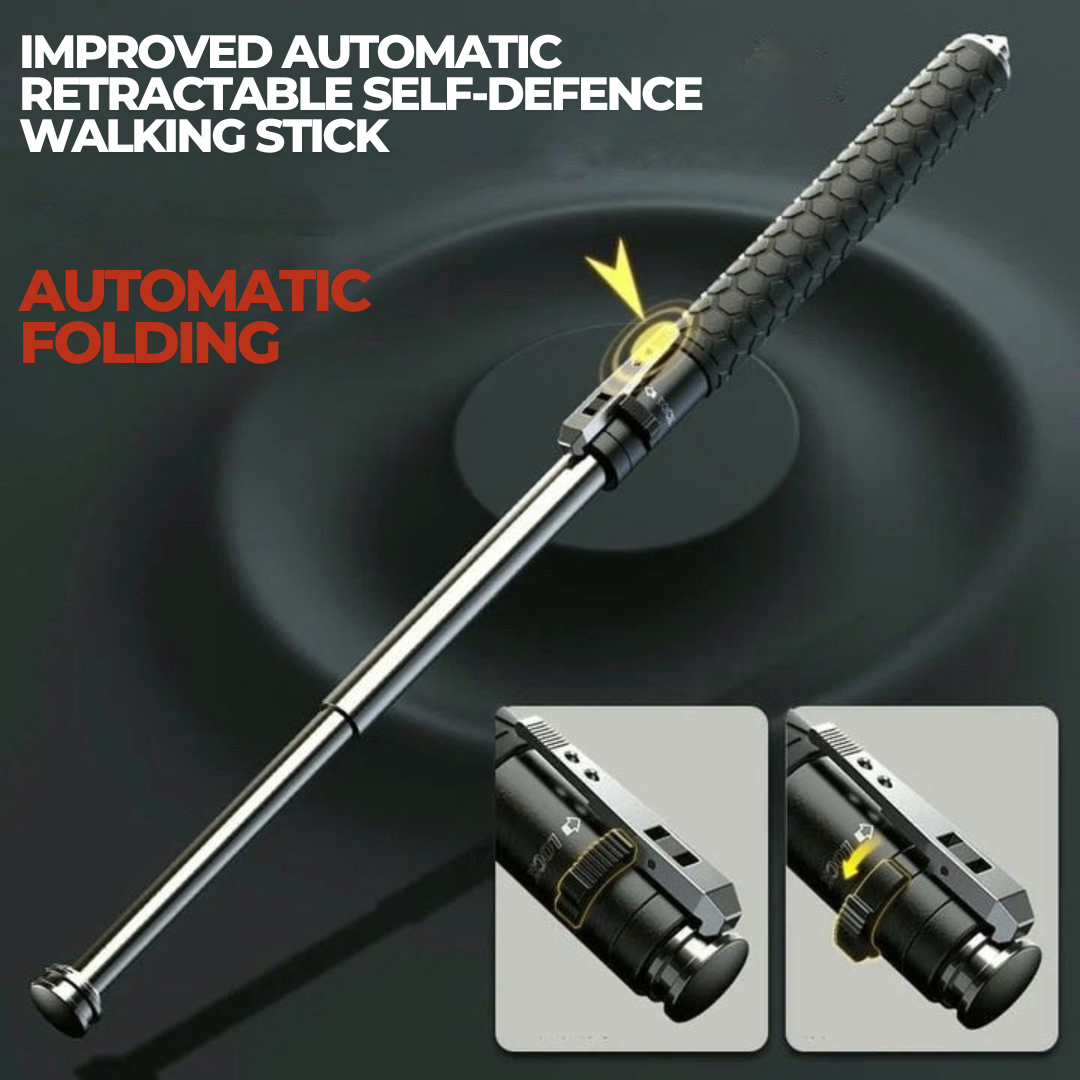 Automatic Self Defense Walking Stick | Extends Instantly | Anti-Slip Grip