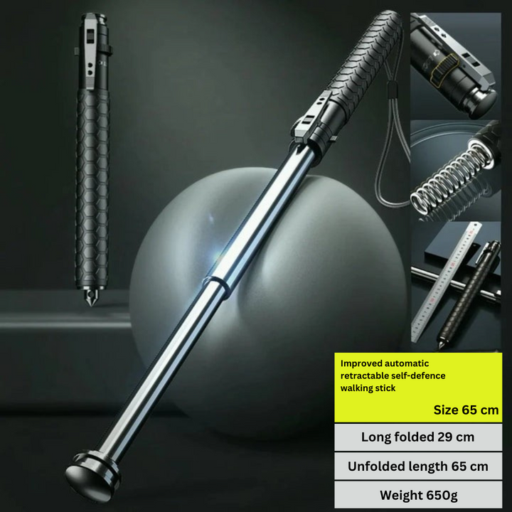 Automatic Self Defense Walking Stick | Extends Instantly | Anti-Slip Grip