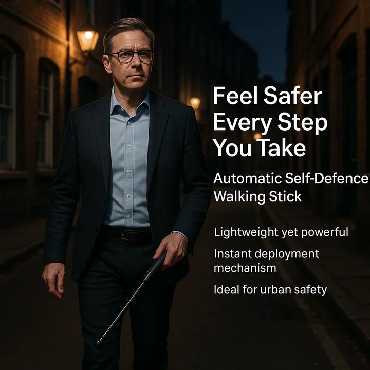 Automatic Self Defense Walking Stick | Extends Instantly | Anti-Slip Grip