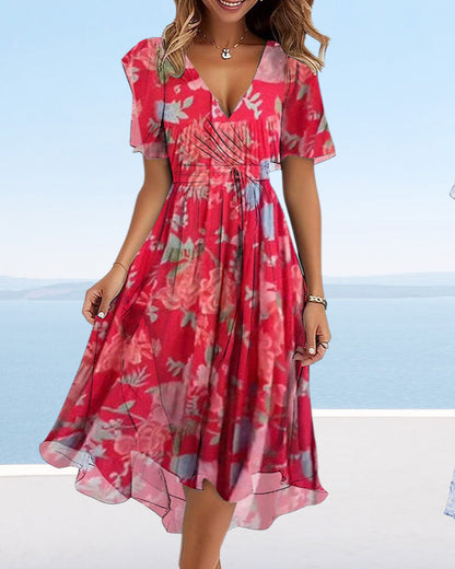 Myla | Pleated Floral Dress for Women Made of Lace