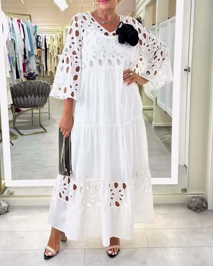 Myla | Dress Elegant Single-Color Lace Hole