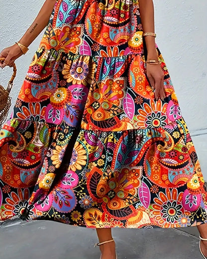 Myla | Sleeveless, Loose, Long Dress with Print