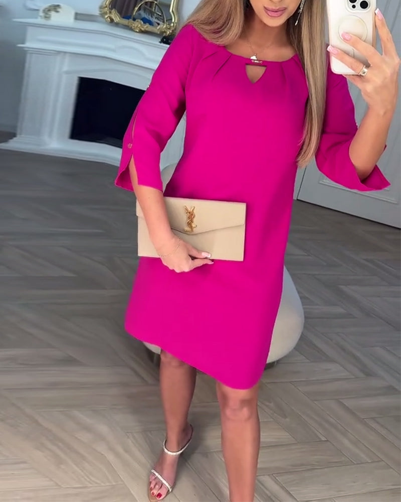 Myla | Dress Elegant Solid Hollow Straight
