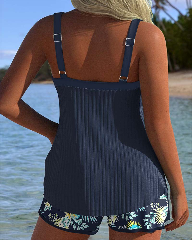 Myla | Striped Tankini Two-Piece Swim Shorts