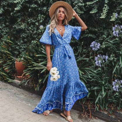 Myla | Boho Dress with V-Neck and Belt for Women